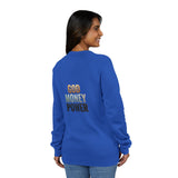 God Money Power Raglan Sweatshirt — Faith & Ambition Graphic Crewneck