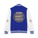 Letterman Jacket — "God Money Power" Bold Crest Varsity Jacket
