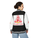 Letterman Jacket — "God Money Power" Graphic Varsity Jacket
