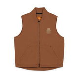 God Money Power- Embroidered Workwear Duck Cloth Vest — Durable Zip-Up Utility Vest