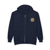 Money Power Zip Hoodie — Gold Emblem Graphic Full‑Zip Hooded Sweatshirt