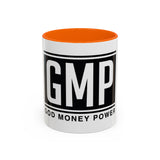 GMP 'God Money Power' Accent Coffee Mug – Bold Black Logo 11/15oz