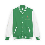 Letterman Jacket — "God • Money • Power" Embroidered Red & White Varsity