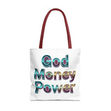 God Money Power Tote Bag – Bold 3D Typography Inspirational Carryall