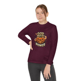 Youth Long Sleeve Tee — 'God Money Power' Halloween Pumpkin Graphic