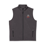 God Money Power- Men's Soft Shell Vest — Small American Flag Patch Chest