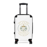 God Money Power Carry-On Suitcase — Travel Luggage with Crown & Cash Design