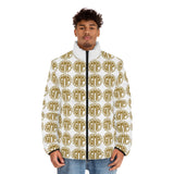 Men's Puffer Jacket — Gold Monogram Repeat AOP