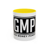GMP 'God Money Power' Accent Coffee Mug – Bold Black Logo 11/15oz