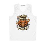 Halloween Pumpkin 'God Money Power' Basketball Jersey