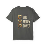 T-Shirt — GVMP Gold Graphic: "God Money Power" Statement Tee