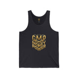 Good Money Power Tank Top — Retro 3D Gold Typography Muscle Tee