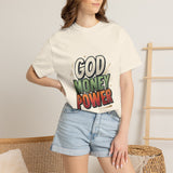 God Money Power Graphic T-Shirt — Bold Retro Faith & Hustle Tee