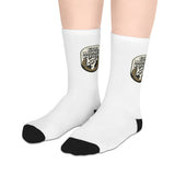 God Money Power- Mid-Length Socks — Merry Christmas Badge Design Holiday Crew Socks