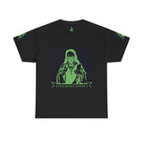 Graphic Tee — 'God Money Power' Neon Saint Illustration
