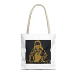 Religious Icon Tote Bag — 'God Money Power' Gold Graphic