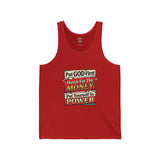 Inspirational Faith Tank Top — "Put GOD First, Hustle For The MONEY, Put Yourself In POWER"