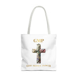 GMP 'God Money Power' Floral Cross Tote Bag