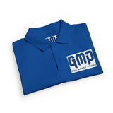 Kids White Polo Shirt with 'GMP Good Money Power' Navy Logo — Youth DryBlend® Jersey