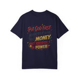 Inspirational Graphic T-Shirt — "Put God First, Hustle for the Money, Put Yourself in Power"