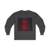 Long Sleeve Tee — Red Samurai Graphic Prayer Pose
