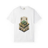 God Power T-Shirt — Faith Graphic Tee with Vintage Tank Illustration