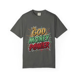God Money Power T-Shirt — Bold Comic Typography Tee