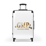 GMP "God Money Power" Carry-On Suitcase — Gold Logo Travel Luggage