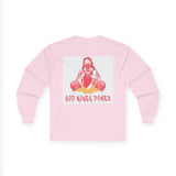 Long Sleeve Tee — "God Money Power" Graphic Boxing Buddha Design