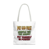 Inspirational Gospel Tote Bag — "Put God First, Hustle for the Money, Put Yourself in Power"
