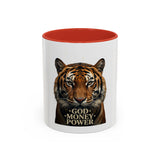 Tiger 'God Money Power' Accent Coffee Mug — Bold Animal Print Coffee Cup
