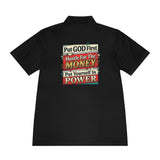 Men's Motivational Polo — "Put GOD First, Hustle For The Money, Put Yourself In Power"