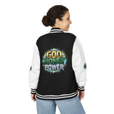 Letterman Jacket — "God Money Power" Varsity Bomber Jacket