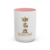 Accent Coffee Mug — "God Money Power" Crown & Wealth Icon Ceramic Mug (11/15oz)