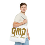GMP 'God Money Power' Gold Logo Tote Bag - Inspirational Christian Canvas Tote