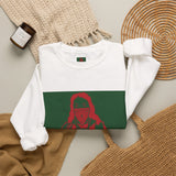 Crewneck Sweatshirt — Vintage Tarot Priestess Graphic (Green & Red)