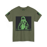 Graphic Tee — 'God Money Power' Neon Saint Illustration