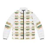 Money Badge Puffer Jacket — All-Over Print Men’s Quilted Coat