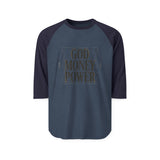 God Money Power Raglan Shirt – Vintage Faith & Hustle Baseball Tee
