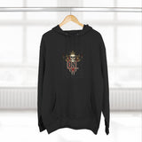 God Money Power-Hoodie — Skull Graphic Three-Panel Fleece Pullover