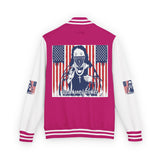 Letterman Jacket — Patriotic 'God Money Power' Graphic Varsity Jacket