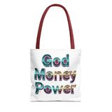 God Money Power Tote Bag – Bold 3D Typography Inspirational Carryall