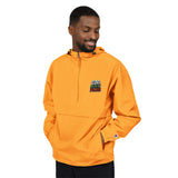 God Money Power- Packable Anorak Jacket — Bright Orange Hooded Windbreaker with Small Graphic