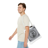 Religious Icon Tote Bag — "God Money Power" Graphic Canvas Tote