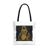 Religious Icon Tote Bag — 'God Money Power' Gold Graphic