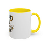Accent Coffee Mug — "GMP God Money Power" Gold Script Mug (11/15oz)