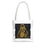 Religious Icon Tote Bag — 'God Money Power' Gold Graphic