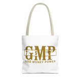 GMP "God Money Power" Gold Logo Tote Bag — Inspirational Faith & Prosperity Canvas Tote