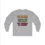 Long Sleeve Tee — "Put God First, Hustle for the Money, Put Yourself in Power" Inspirational Christian Tee