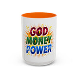 God Money Power Accent Coffee Mug — Inspirational Faith & Prosperity Gift (11/15oz)